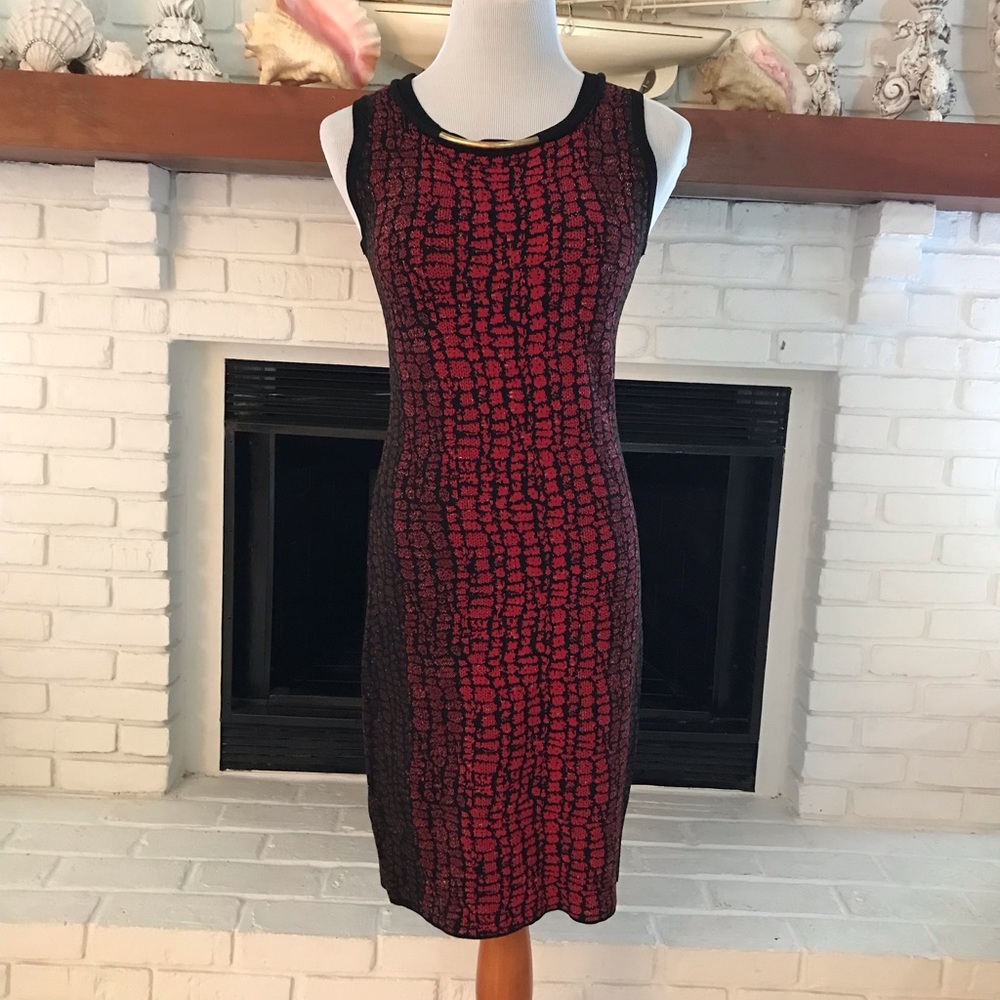 Carmen Marc Volvo sweater dress black and red size small.